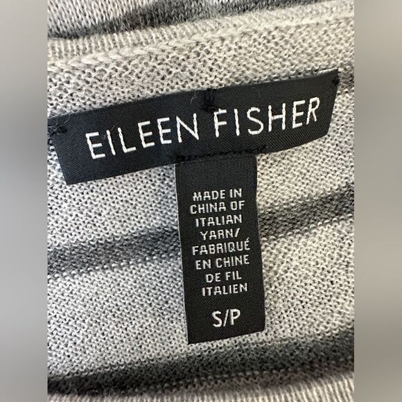 Eileen Fisher 100% Merino Wool Short Sleeve Striped Sweater Oversized Size S - Picture 6 of 8